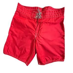 Birdwell Board Shorts Mens 32 Red Nylon Surf Quick Dry USA Made Swim Trunks